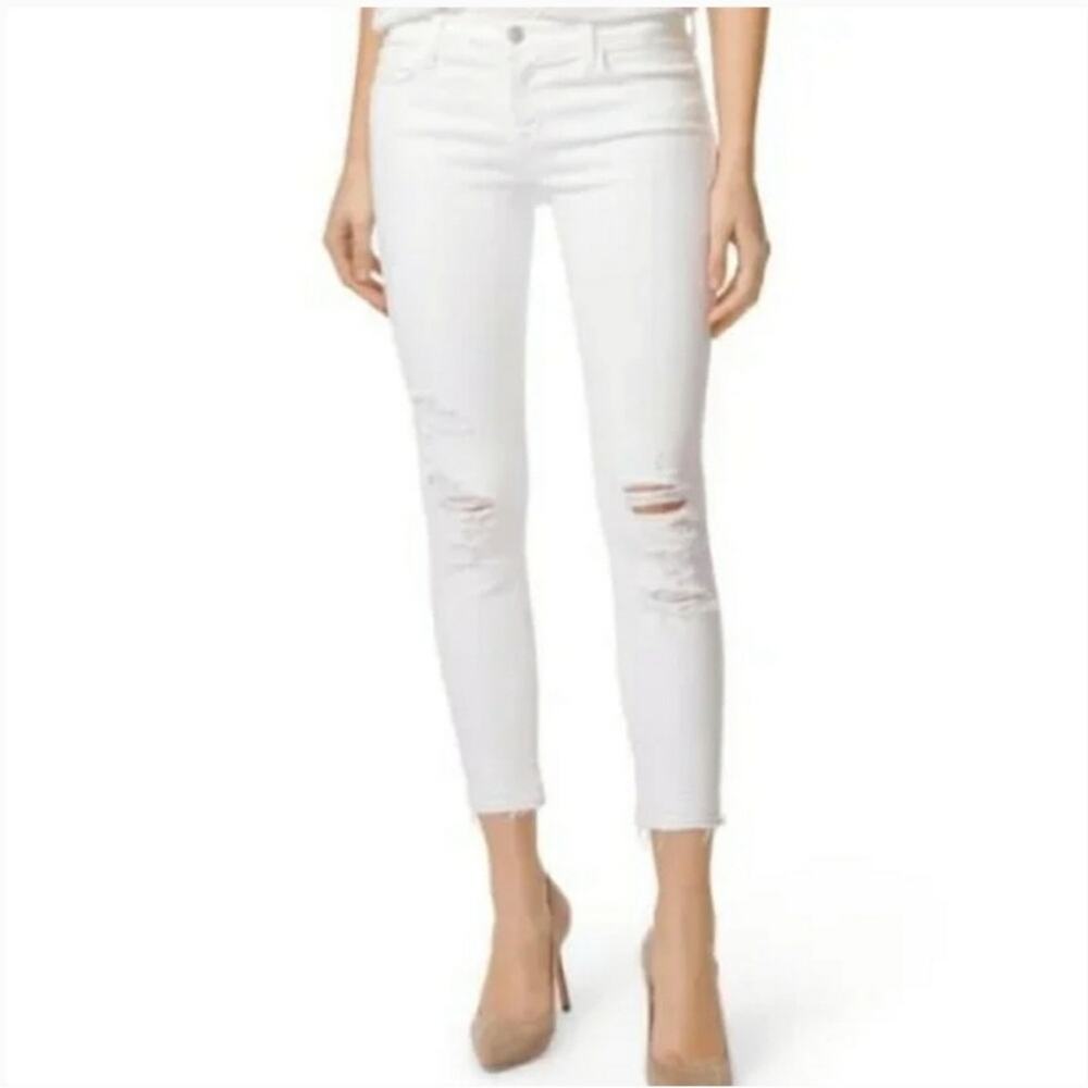 J Brand Caitland Jeans white ripped denim size 28 distressed cropped slim